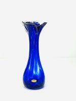 Kobaltblaue Glas Vase –Handarbeit, H 26.5 cm, ca. 1980er